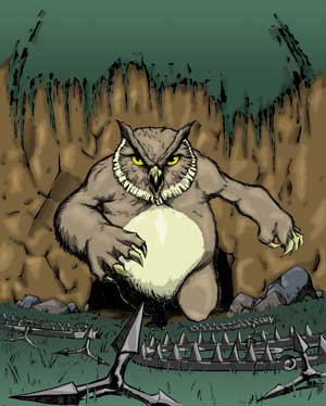 Adequate commoners take on an owlbear