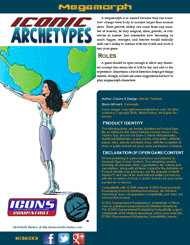 Iconic Archetypes: Megamorph for the ICONS Superpowered RPG